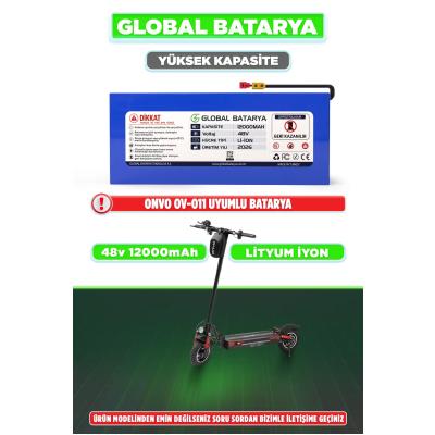 Onvo OV-011 Uyumlu Elektrikli Scooter Yüksek Kapasiteli Batarya 48V 12Ah Li-ion Pil (Sürüş Menzili Upgrade)