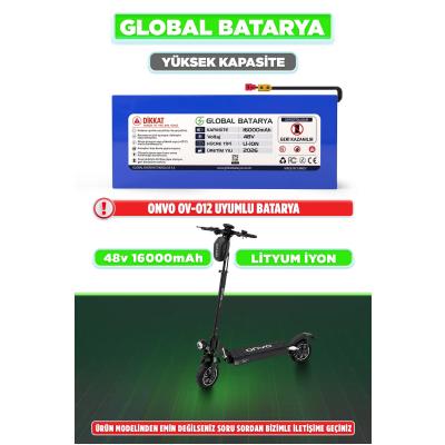 Onvo OV-012 Uyumlu Elektrikli Scooter Bataryası 48V 16Ah Li-ion Pil (Yüksek Kapasite — Menzil Upgrade)